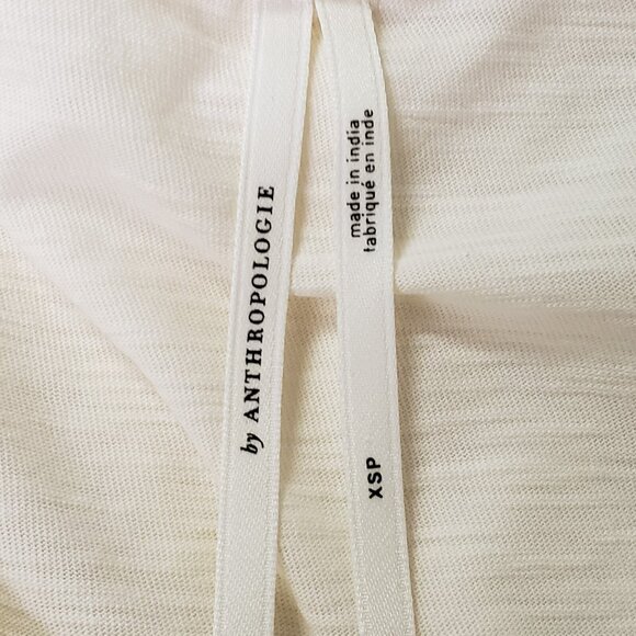 By Anthropologie Womens Ruffle Deep V Neck Top Size XS Petite Ivory Regencycore - Picture 4 of 12